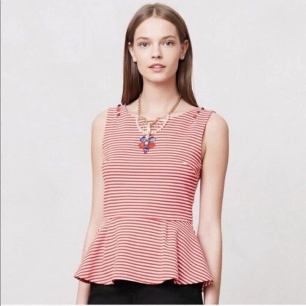 Anthropologie Postmark red striped peplum XS